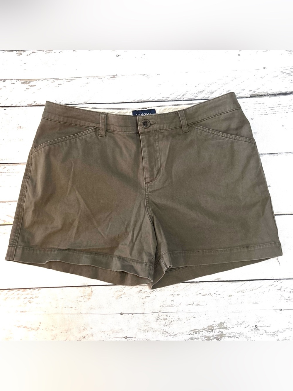 Sz 8 Sonoma Olive Green Women's Casual Cotton Shorts